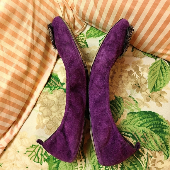 ELIE TAHARI π Lucille Ballet Flats in Grape Jelly purple suede LEATHER - Picture 8 of 16